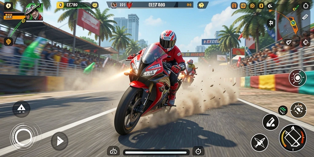 Screenshot <strong>EE789</strong> menampilkan pengalaman balapan motor yang mengasyikkan.