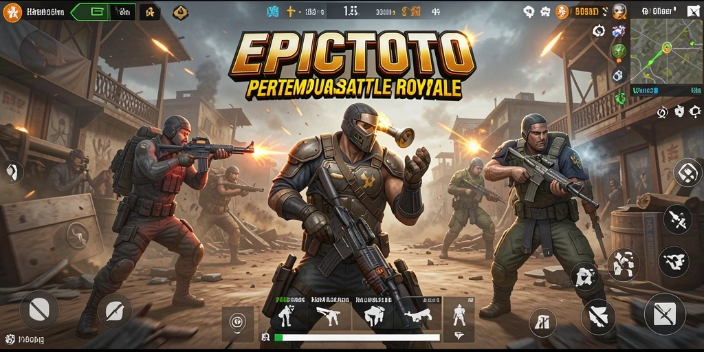 Tampilan aksi pertarungan intens di EPICTOTO dalam mode Battle Royale.