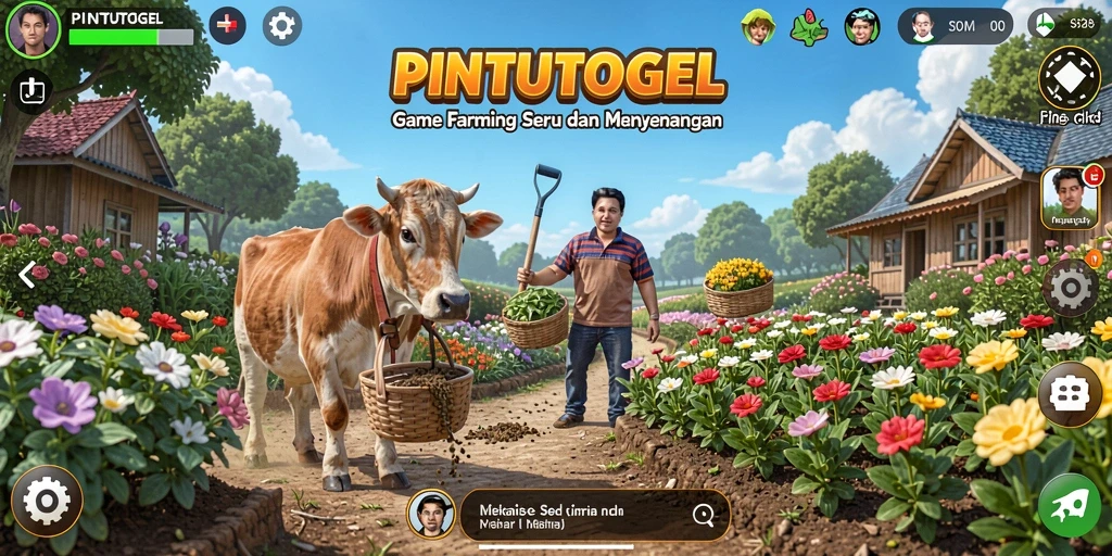 Screenshot PINTUTOGEL menampilkan aktivitas bertani yang seru dan interaktif.