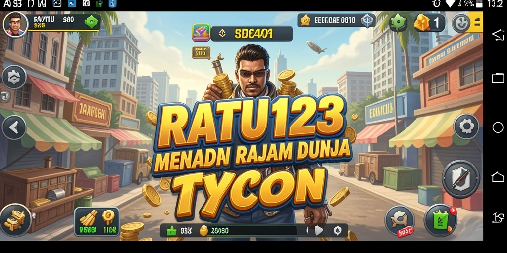 Screenshot permainan RATU123 menampilkan aksi membangun kerajaan Tycoon.