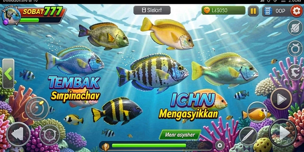 Screenshot gameplay SOBAT777 yang memukau dengan berbagai ikan.